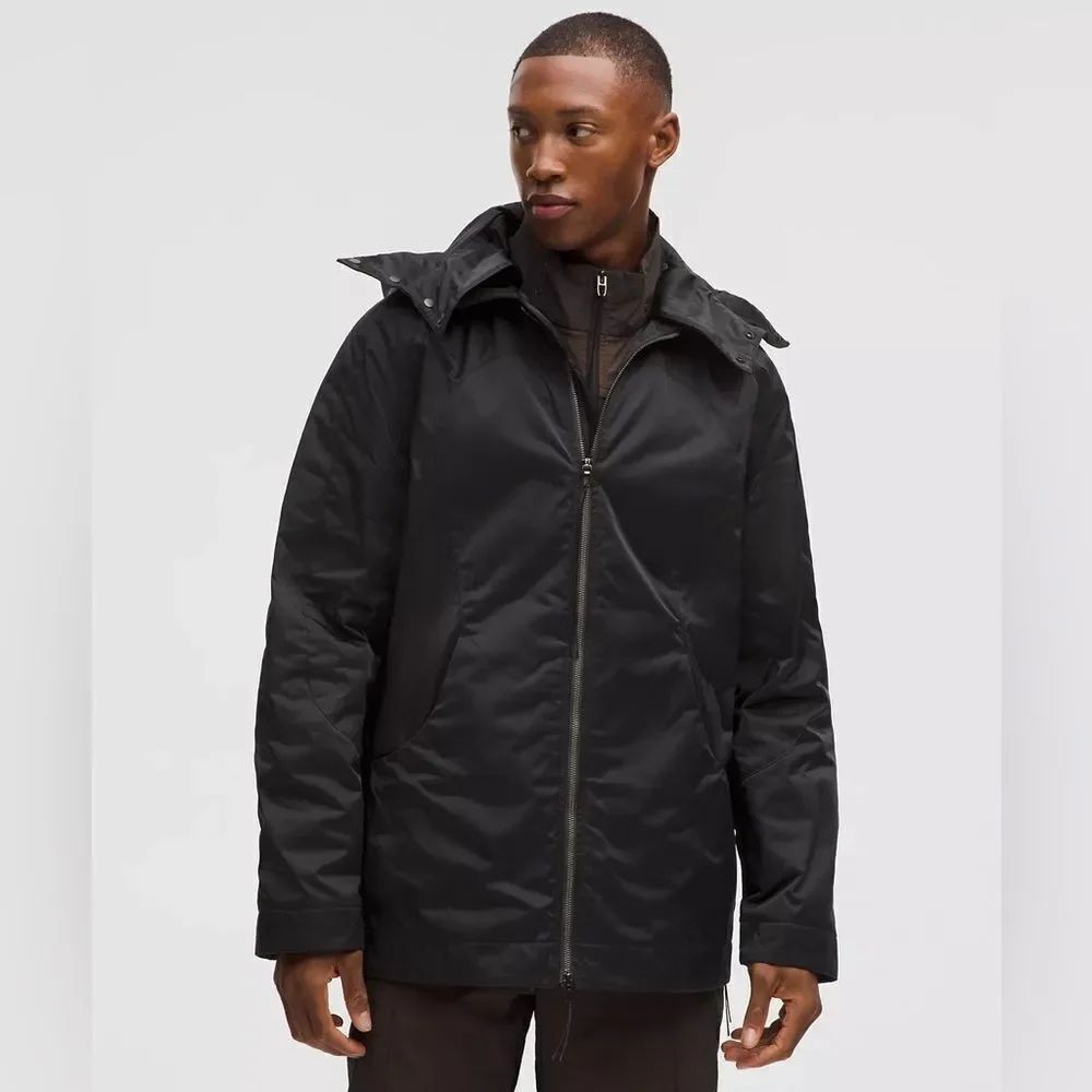 Lululemon Men’s Taffeta Removable-Hood Collared Jacket SLNSH Collection black XL